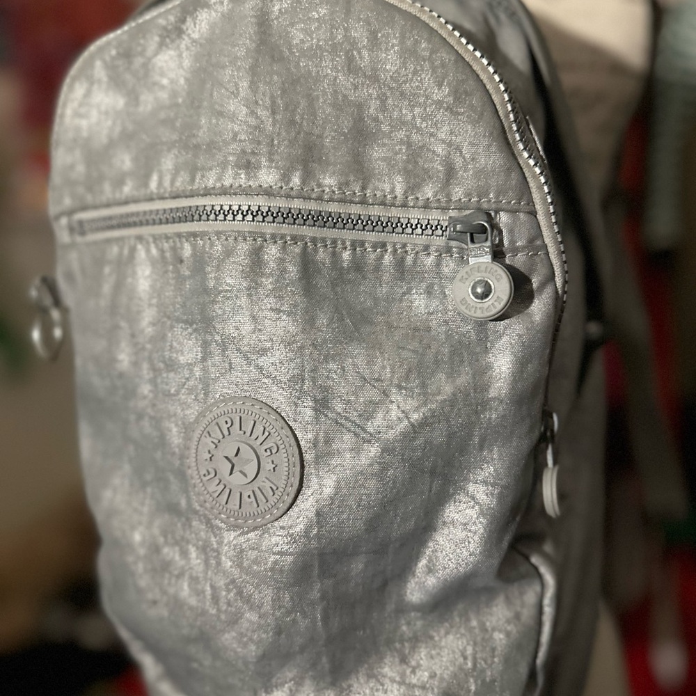 Kipling Metallic Gray Backpack - image 3